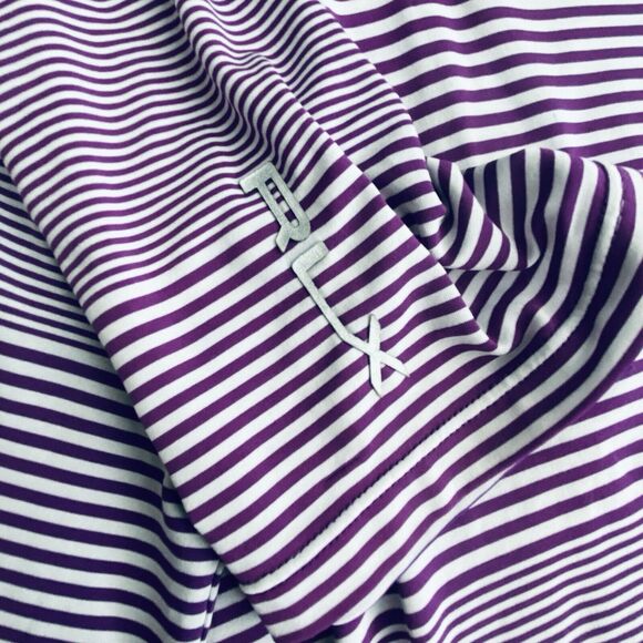 RLX RALPH LAUREN Golf Polo Shirt Mens Size Medium Purple White STRIPED M - Picture 5 of 7